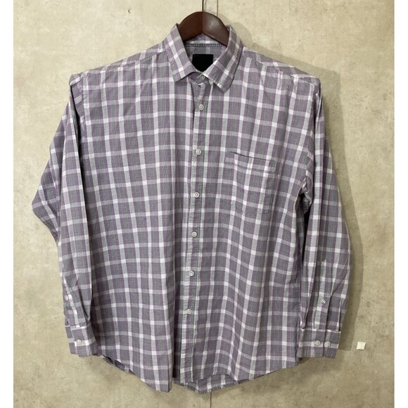 Nicole Miller Men’s XXL Purple Plaid Button Up Shirt Long Sleeve Preppy - Picture 2 of 9